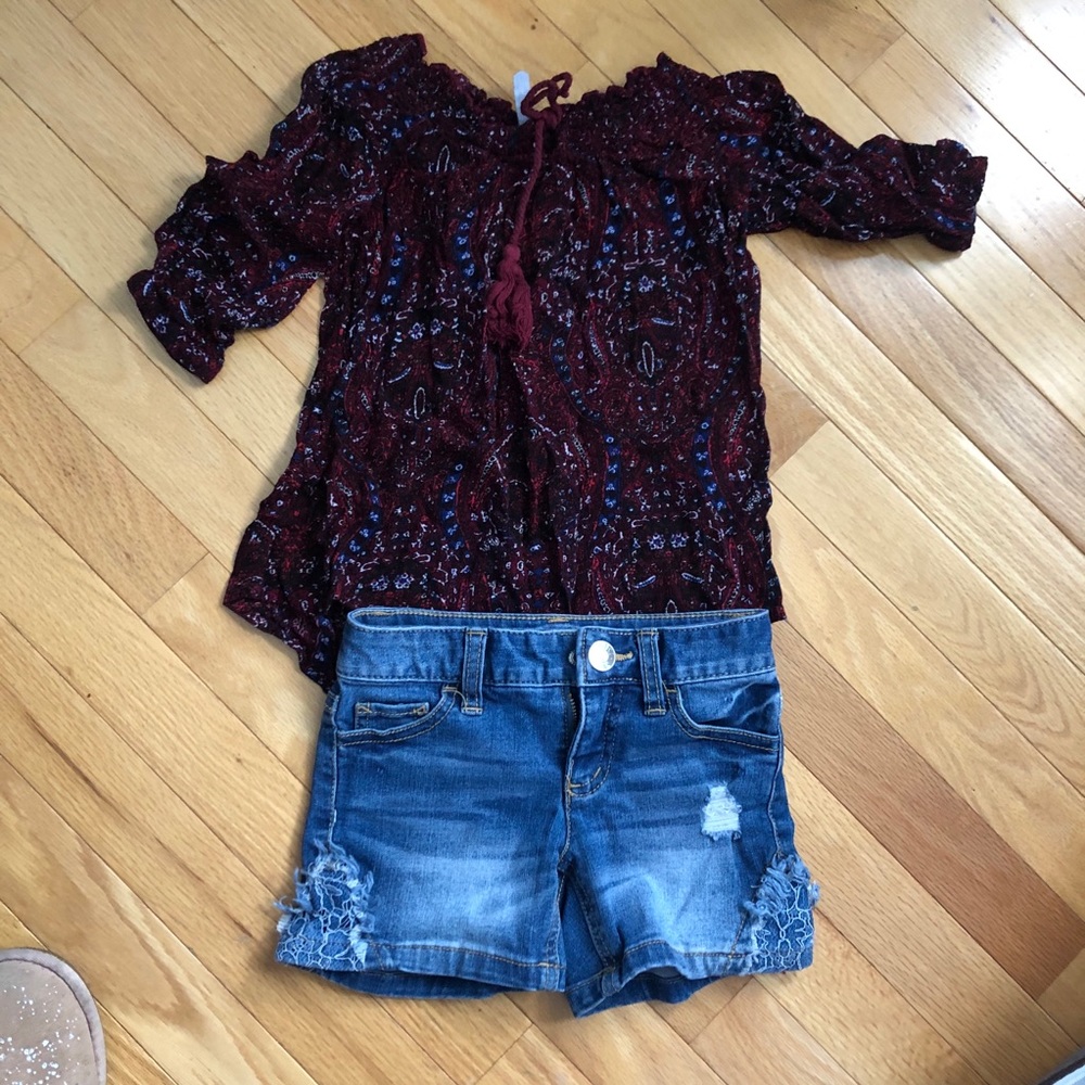 Lee cooper top and justice Jean  shorts size 7